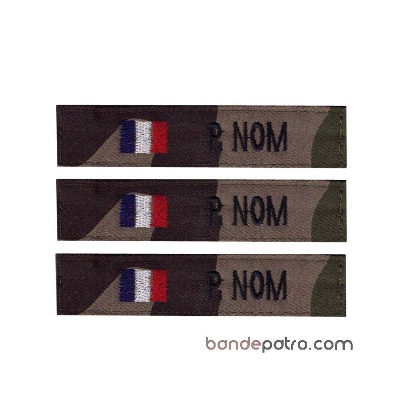 3 bandes patros tissu camouflage CE avec drapeau pays dont la France